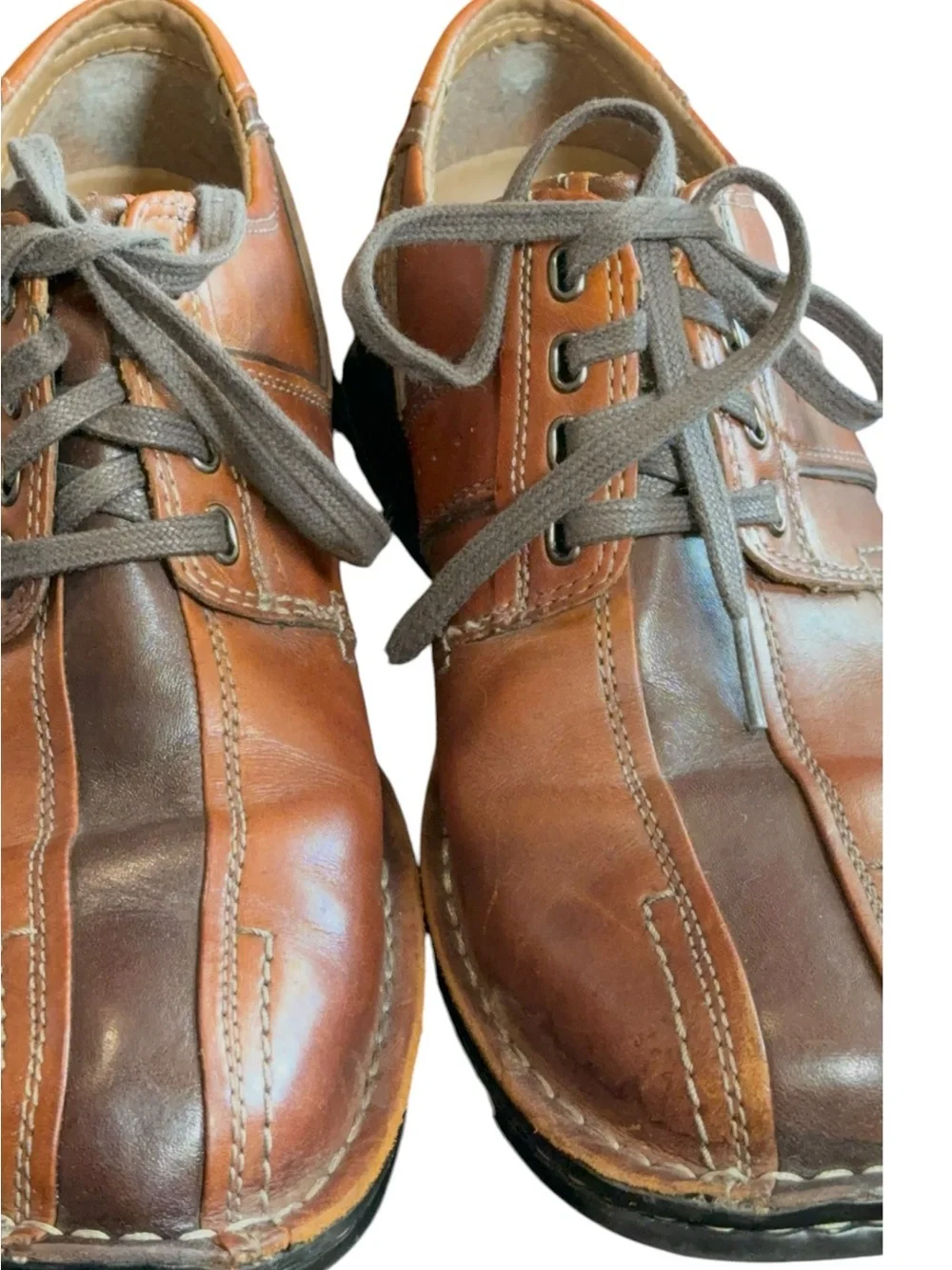 Clarks Touareg Leather Casual Oxford Shoes Brown Two-Tone 9.5 M Comfort Laves